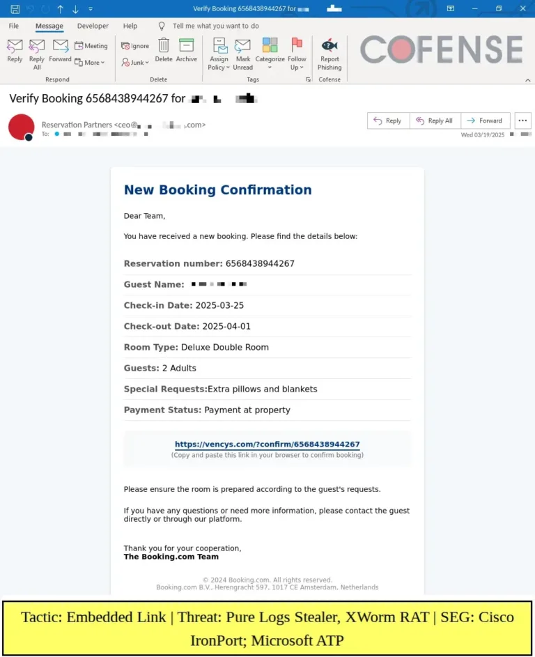 AsampleBookingcom-spoofingemailSource-Cofense