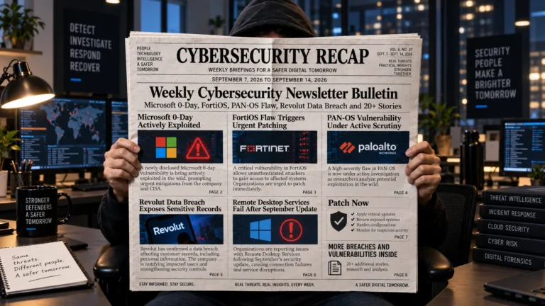 Weekly Cybersecurity Newsletter Bulletin – Microsoft 0-day, FortiOS, PAN-OS Flaw, Revolut Data Breach, and 20+ Stories