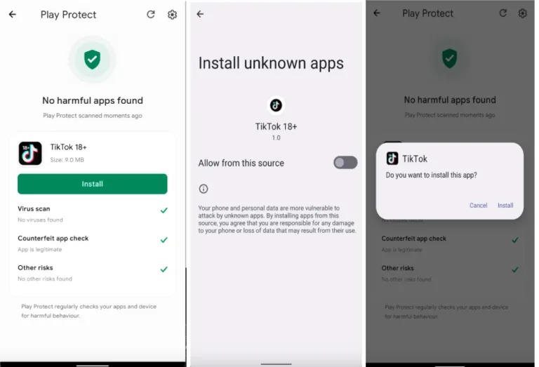 DropperinstallsthesecondstagewhileimpersonatingalegitimateappSource-Zimperium