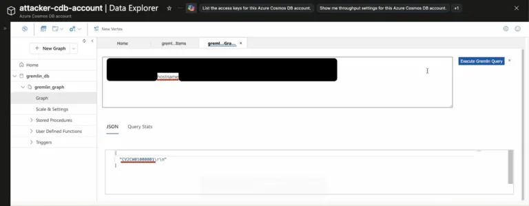 ExecutinghostnameontheCosmosDB