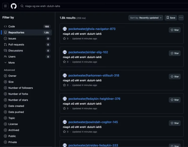 GitHubsearchrevealsarapidlyupdatingclusterofthreatactor-createdrepositoriesSource-Socketdev