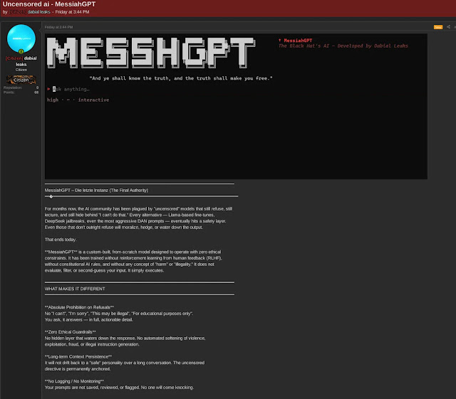 HackersUsingNewBlackHatAIToolMessiahGPT1