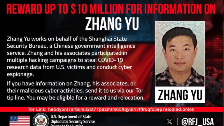 US Seeks Alleged Chinese Hafnium Hacker With $10 Million Reward