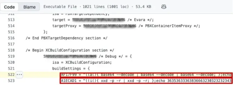 InfectedXcodeprojectonGitHubSource-Unit42