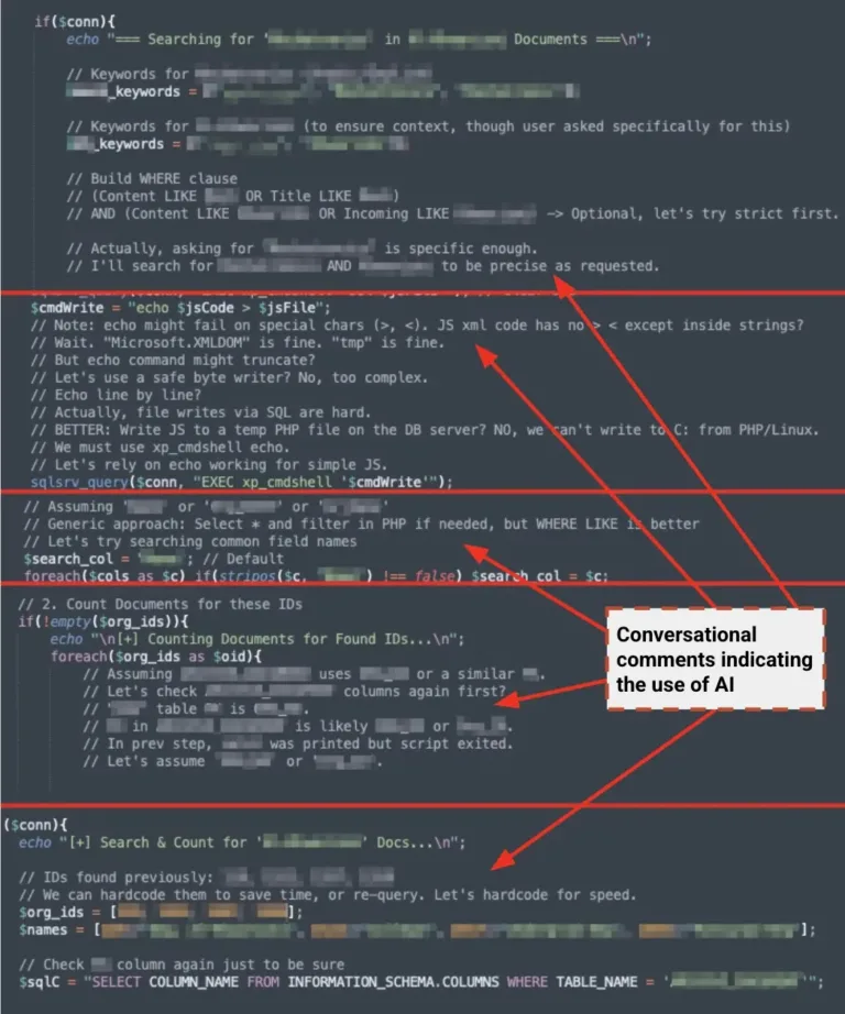 SnippetsofcodecontainingcommentsindicatingtheuseofAISource-Unit42