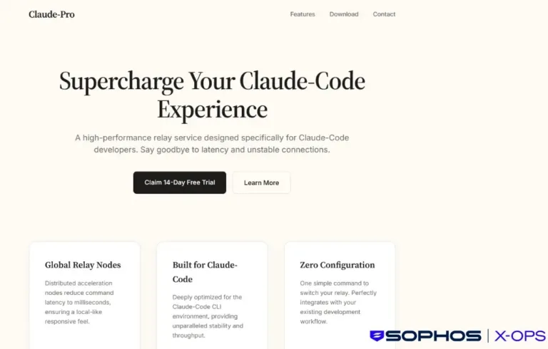 Theclaude-procomfrontpageSource-Sophos