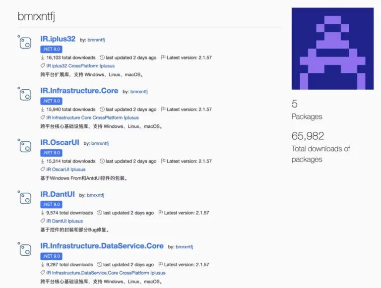 ThethreatactorbmrxntfjNuGetprofileshowingallfiveIRpackagesSource-Socketdev