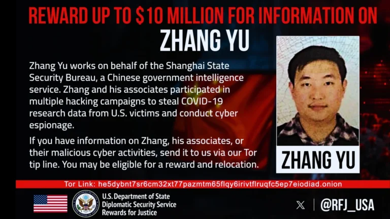 U.S. Offers $10 Million Reward for Chinese Hacker Who Tried to Steal COVID-19 Research