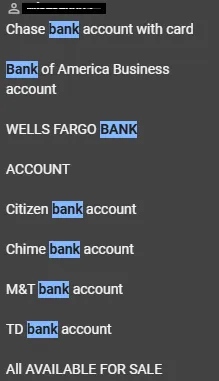 UserinaTelegramchannelofferingbankaccountsfromvariousUSbanksSource-Kela