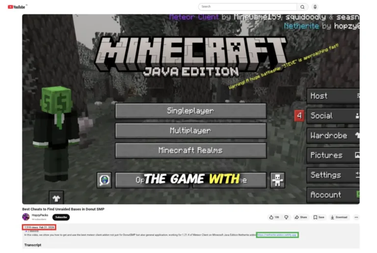 YouTubevideopromotingmaliciousMinecraftModsSource-McAfee