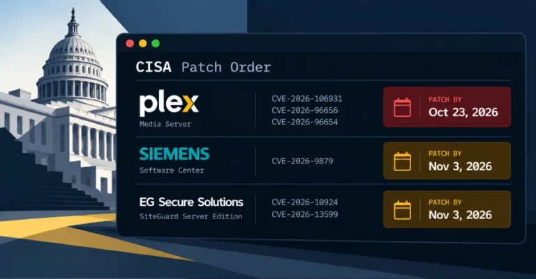 CISA Orders Federal Agencies to Patch Exploited Plex2Shell, Siemens, and SiteGuard Flaws